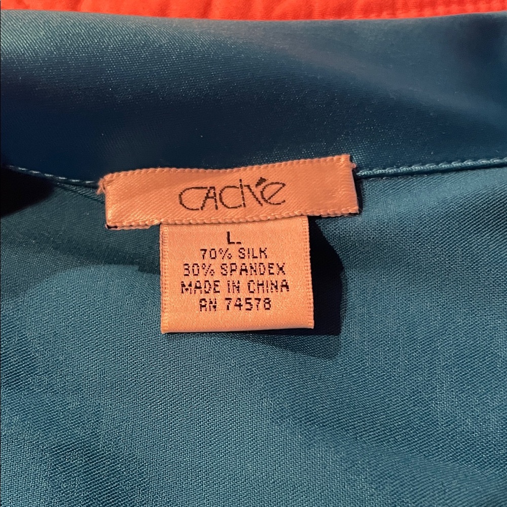 Cache Blue Ribbed Zip-Up Blouse - Picture 2 of 2